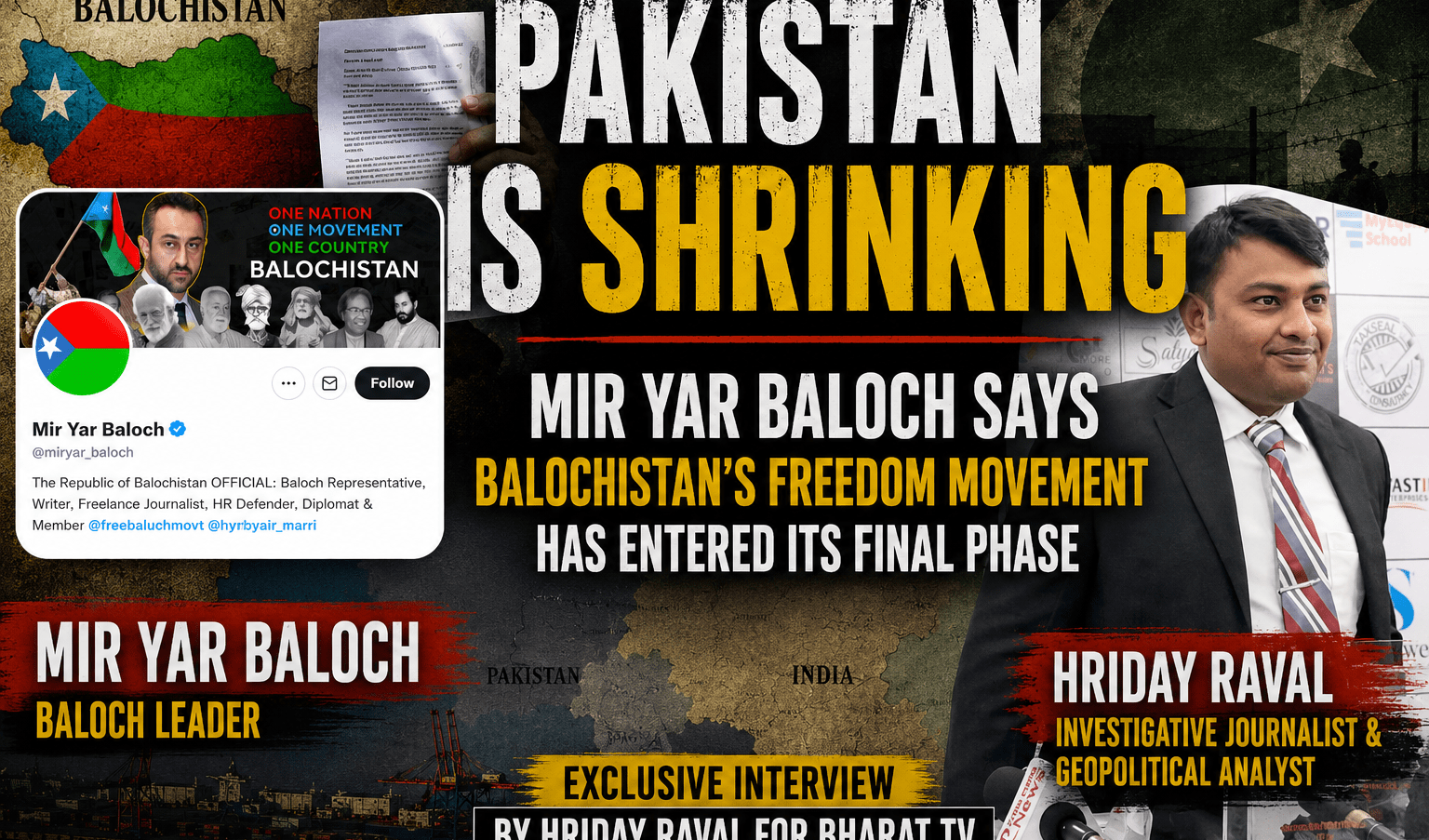 Mir Yar Baloch and Hriday Raval discussing the Balochistan freedom movement and regional geopolitics