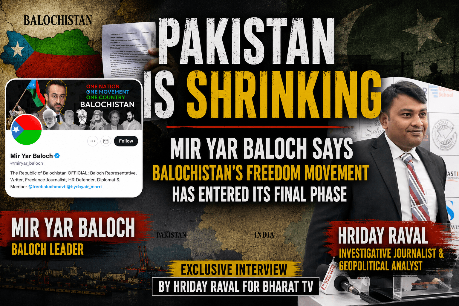 Mir Yar Baloch and Hriday Raval discussing the Balochistan freedom movement and regional geopolitics