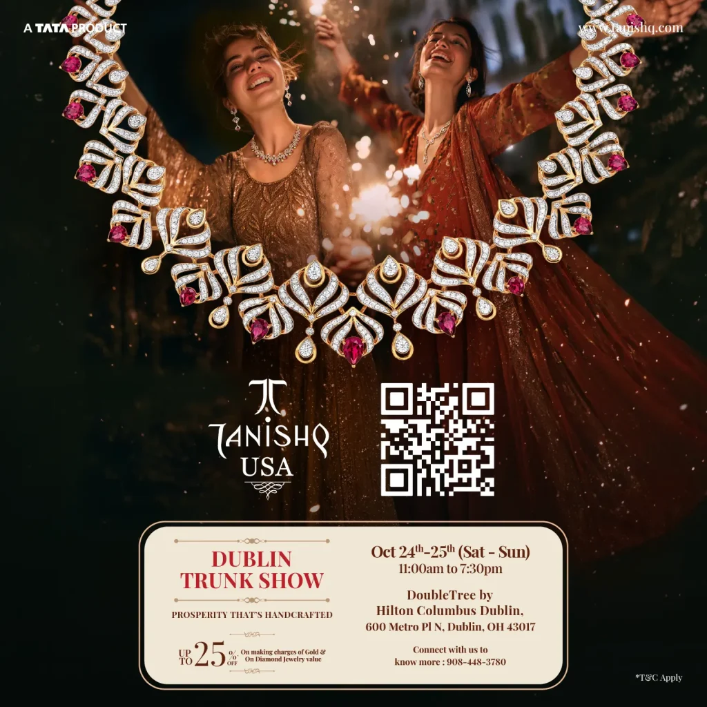 Tanishq USA Dublin Trunk Show jewellery promotion on Bharat FM, October 24–25, 2026